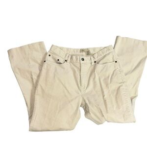 L. L. Bean Corduroy Cream Pants Women’s 12 Tall Casual Office Cowgirl Classic